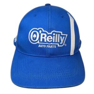 O'Reilly Auto Parts Peak Strapback Baseball Cap Blue One Size Adjustable 6 Panel